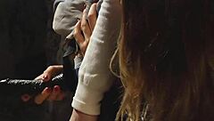 imagine that lesbian slave bound bent over takin massive black strapon doggystyle from her dominating madame