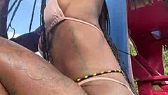 jamaican petite flashes pretty pussy in public spots