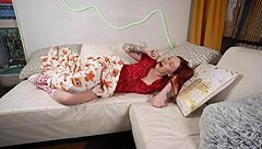 stepson santa tricked me on new years couch creampie my huge tits 😈🎅💦