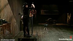 redhead trapped neck deepthroating in kinky lezdom toy play