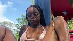 jamaican petite flashes pretty pussy in public spots