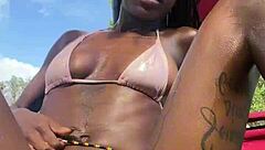 jamaican petite flashes pretty pussy in public spots