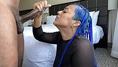 blue hair throatgoat slurps sloppy deep blowjob