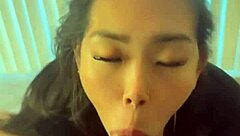 gave friend first sloppy blowjob swallowing his huge cum load fast