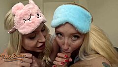 Stepbrothers Wake To Horny Sisters Double Deepthroat Gagging On Morning Wood Cock!