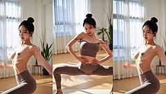 ai-generated korean girl dances yoga then gives a blowjob