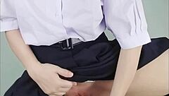 thai schoolgirl sets up cam shoving dildo deep in pussy super hard wild poses aching for cock