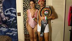 Pornstar champ pinned in full nelson wrestling hold?