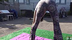 Sexy Yoga Pants Hide Asian Teen's Outdoor Workout Tease