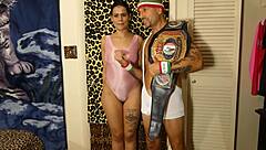 Pornstar champ pinned in full nelson wrestling hold?
