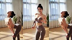 ai-generated korean girl dances yoga then gives a blowjob