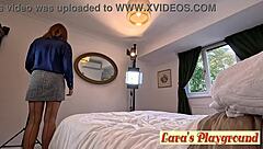 SECRETARY LARA LATEX ARRIVES FOR KINKY PUSSY PLAY IN HEELS AND LINGERIE!