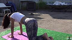 Sexy Yoga Pants Hide Asian Teen's Outdoor Workout Tease