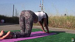 Sexy Yoga Pants Hide Asian Teen's Outdoor Workout Tease