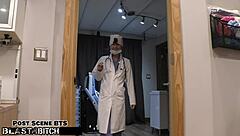 Nurse blaire celeste in miniskirt gets choked spanked and filled with cum in hospital deepthroat session