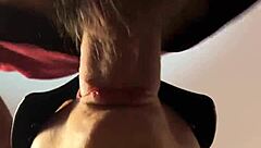 Naughty redhead in pantyhose cosplay date ends CUM COATED