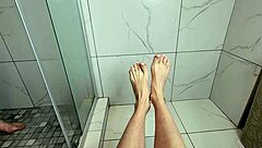 wanna feel this sexy young milf's bare feet toes wrap tight around your throbbing cock pov?