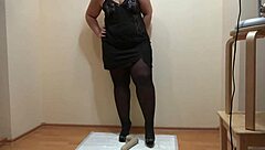plump mistress pees dirty on rubber dick heels urine fetish tease