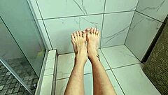 wanna feel this sexy young milf's bare feet toes wrap tight around your throbbing cock pov?