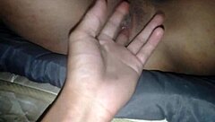 creampie floods her tight shaved pussy making clit drip with hot cum