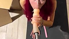i got so horny watching this cat redhead fetish babe suck the sex machine's huge cock