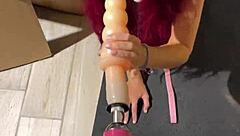 i got so horny watching this cat redhead fetish babe suck the sex machine's huge cock