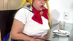 Chubby Sailor Moon Cosplayer Rips Off Skirt Farting Nastily