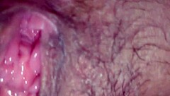 creampie floods her tight shaved pussy making clit drip with hot cum