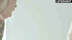 Russian teen Arteya explodes cumming in wild MFM threesome heat