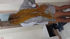 stepmom listens as i get aroused talking to stepbrother near bathroom door