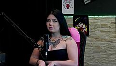 hot tattooed morena shows huge tits in never have i ever then licks friend's clit