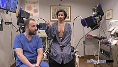 In the hospital night, Dr Tampa handcuffs nurse Rebel Wyatt for deepthroat facefuck and toy vibes