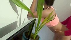 he hires the petite latina cleaning girl his wife brought home