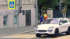 hidden cam spies jeny's public striptease heels flash on street