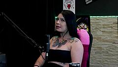 hot tattooed morena shows huge tits in never have i ever then licks friend's clit