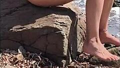 imagine pissing on public beach then shower with young lola spice's petite body