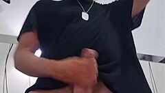 Sexy guy jerks big dick fast on open ass. Dense cumshot blasts closeup strong