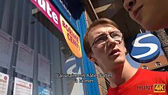 hunt4k. lame cuck watches his girl fuck stranger outdoors for cash