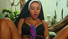 nun's tight pussy squirts from monster vibrator orgasm frenzy?
