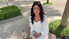 public pickup babe flashes dress then gets rough doggystyle cumwalk 😍💦