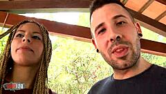 Alana's first blonde blowjob explodes cum!