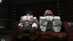 Two BBC-submissive sluts in intense interracial monster cock trio