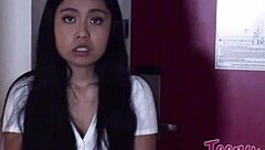 Older Seth Brogan bends brunette coed Luna Mills for juicy pussy pounding