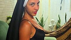 nun's tight pussy squirts from monster vibrator orgasm frenzy?
