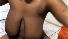 damn stepsis slams her fat ebony ass on huge dildo