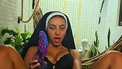 nun's tight pussy squirts from monster vibrator orgasm frenzy?