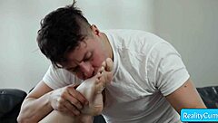 Octavia Red seduces Jay Romero with her amazing big natural tits on sofa