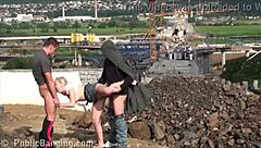 young BLONDE CUTIE gets FUCKED HARD in PUBLIC by 2 guys on STREET