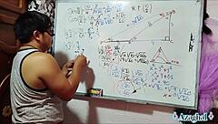 Nerdy asian student gets trigonometry sex lesson bedroom