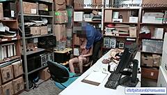 Officer strips ebony thief lingerie fucks monster cock office hardcore petite tits?